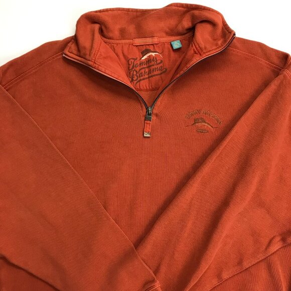 Tommy Bahama Men Zip Orange Cotton Large Pullover - Picture 1 of 5